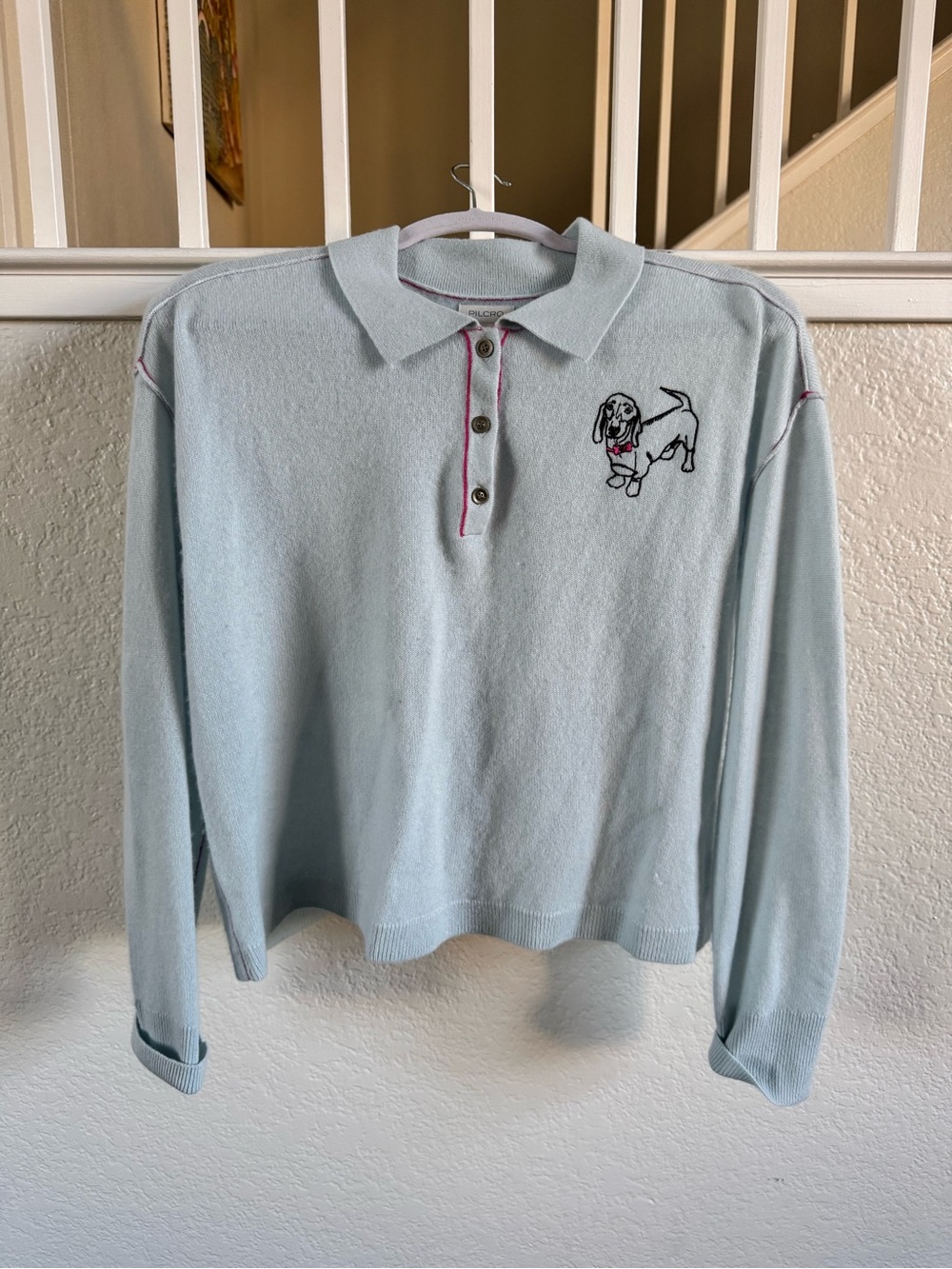Anthropologie Cashmere Embroidered Dog Sweater